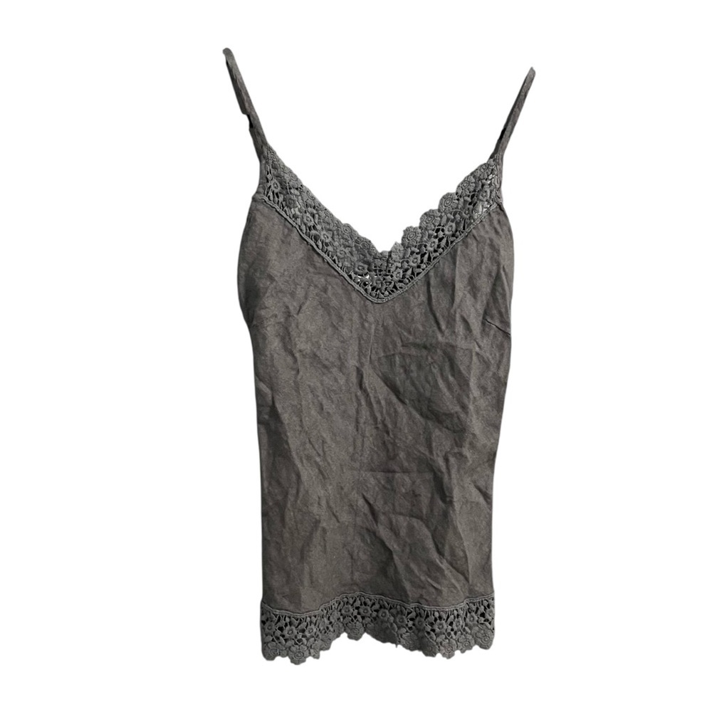 PURE LINO Made In Italy Sleeveless Linen Blouse Tank Top Grey